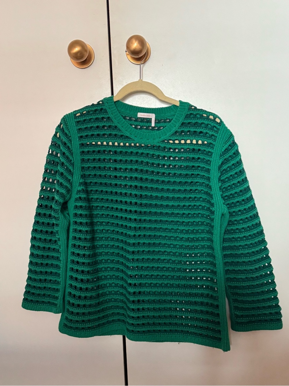 See by Chloe Crochet Knit Crewneck Sweater L
